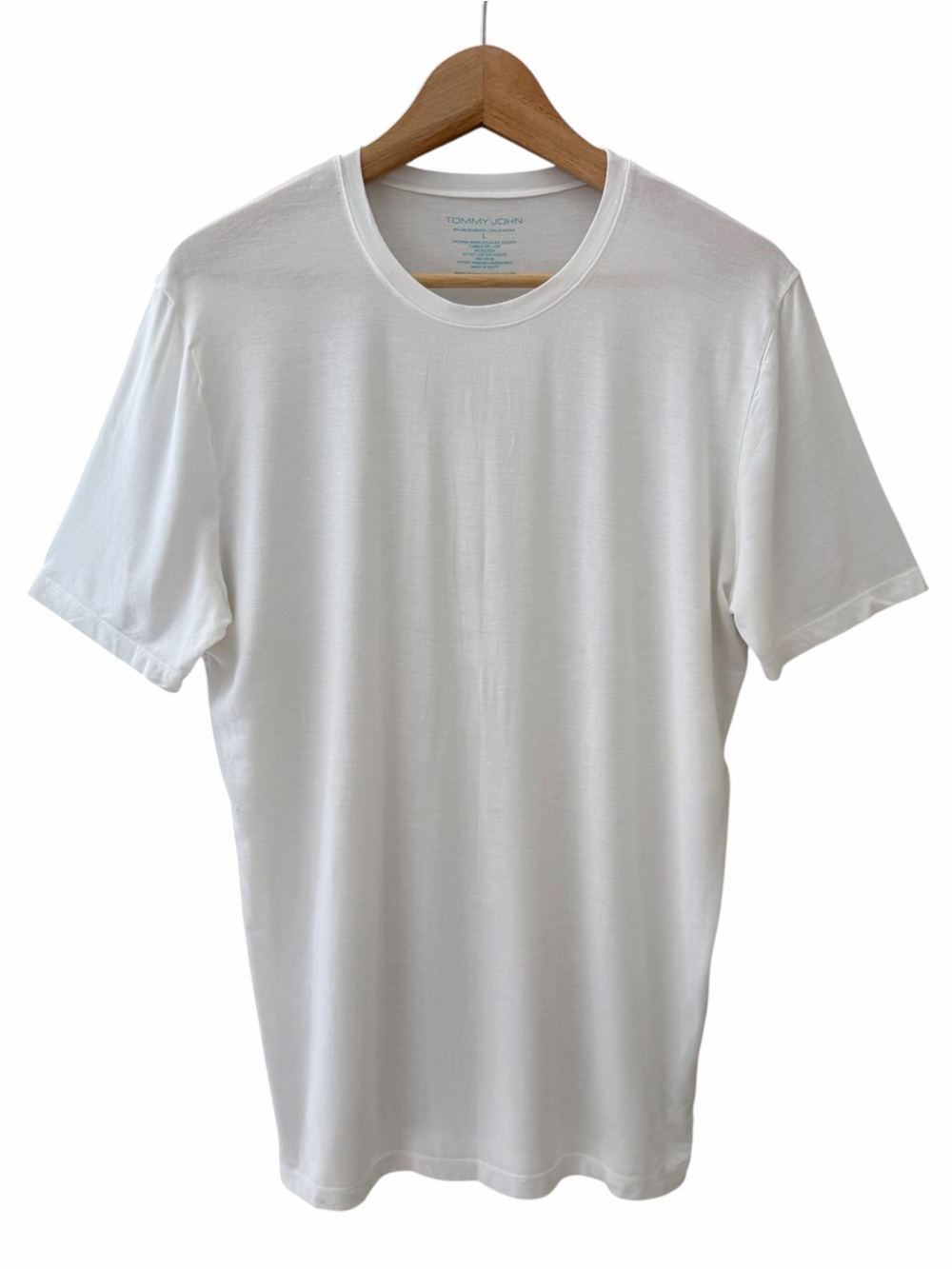 Tommy John White Crew Neck Short Sleeve Tee Shirt Mens Size L Modal Luxe Staple